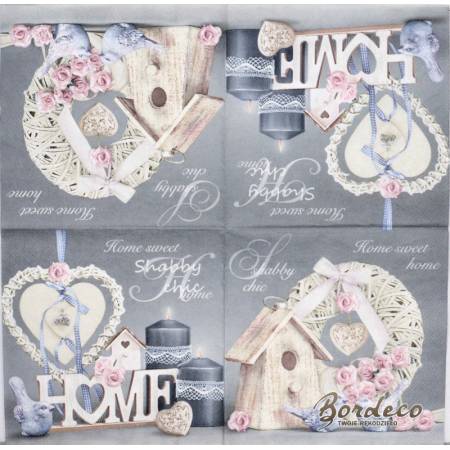 Serwetka do decoupage firmy MAKI w stylu shabby chic 33x33